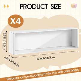Quzzil 4 Pcs 5x4 Version Display Case for Miniature Figure Stackable Display Stand with Clear Cover, 23 x 7 x 4 Inch, Dustproof Display Rack for Dolls in Boxes, Mini Toys, Collection(holds 20 Figures)
