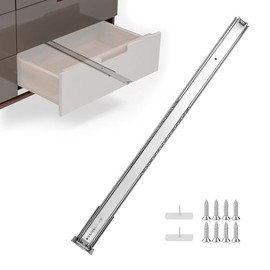homdiy 2 Pack 22 Inch Heavy Duty Centered Bottom Mounted Drawer Slides, Center Mount 3/4 Extension Drawer Slides