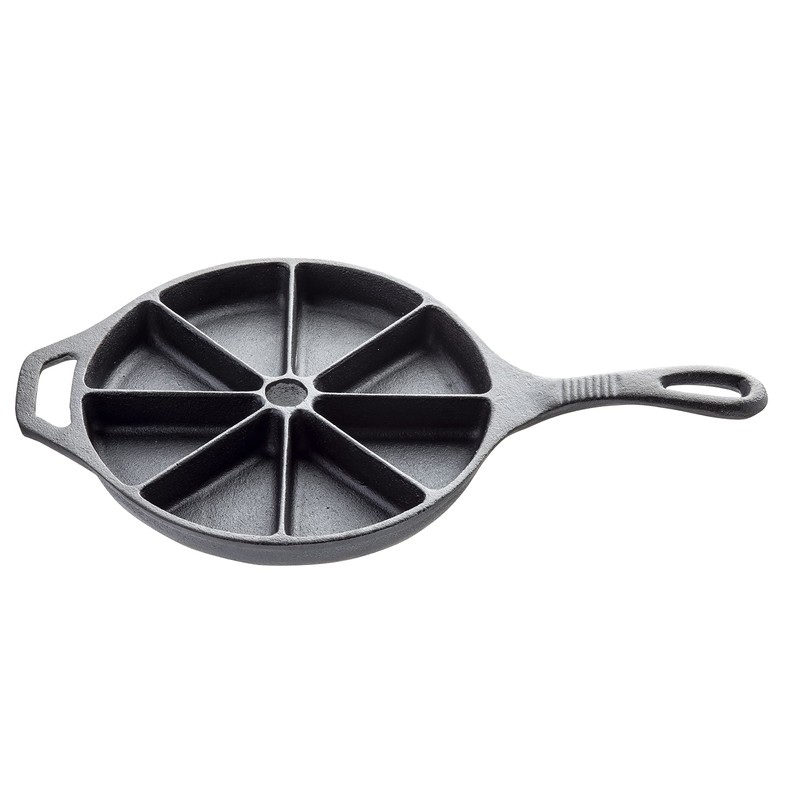 TableCraft 10750 Cast Iron Round Corn Bread Skillet with Handle,