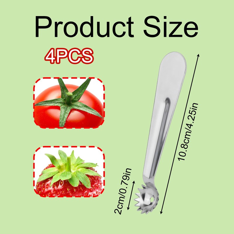 4pcs Tomato Corer Tool, Stainless Steel Tomato Strawberry Stem Remover