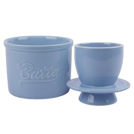 French Butter Crock for Counter with Water Line,Covered Ceramic Butter Keeper, Butter Keeper for Fresh Spreadable Butter,Blue