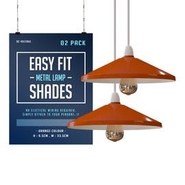 White Metal Ceiling Lamp Shade - Easy Fit Light Pendant - 33.5cm Set of 2 Modern Ceiling Lighting Shade for Bedroom, Hallway, Office Restaurant Industrial Kitchen Light Shade Ceiling Pendant