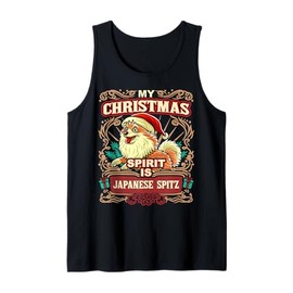 Japanese Spitz My Christmas Spirit Dog Santa Claus Elf X-Mas Tank Top