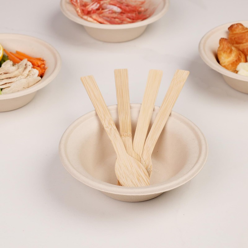 HTB Bamboo Disposable Spoons, 100 Pieces, 6.7 inches (17 cm),