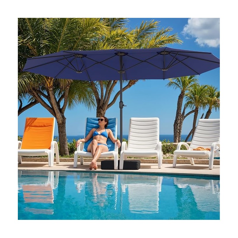 15ft Large Patio Umbrellas with Base Included, Double Sided Outdoor