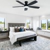 52in Black Ceiling Fan with Light, Flush Mount, Remote APP