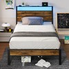 Liians Twin Bed Frame with Storage HeadboardUSB Charging Station, Smart