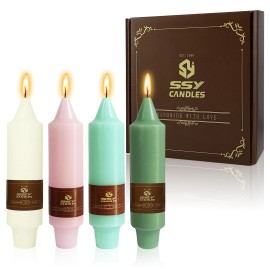 5 Inch Colorful Taper Candles Sticks 4 Pack Handmade Unscented Short Pillar Candle for Thanksgiving Dinner Wedding Home Decorcolor: colorful, size: 5 Inch