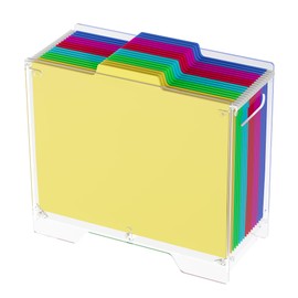 Solinxe Clear Hanging File Folder Box - for Letter Size - Sturdy Vertical Acrylic Magazine Rack Desk File Organizer with Handle, Transparent Storage Bin for Office Classroom, Assembly Required