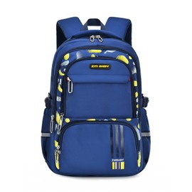 Amythe Boys Backpack for School, Waterproof Nylon Kids Backpack, Large Bookbag for Girl Boy, School Bag for Elementary & Junior Grade 3-7, Casual Travel Daypack for Teens, Blue