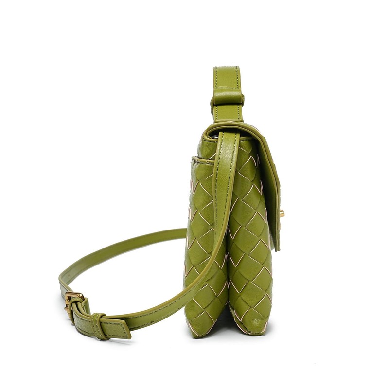 Woven Crossbody Purses PU Leather Knotlock Messenger Envelope Handbag Satchel