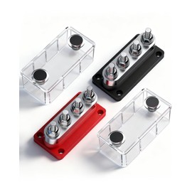 IZTOSS 2Pcs 600 A Bus Bar 3/8" Heavy Duty High Current Power Distribution Block 48 V 4X M10 Module Design Terminal Studs Battery Junction Block for Battery Marine RV Truck