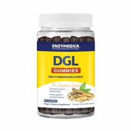 Enzymedica, DGL Stomach Relief, Deglycyrrhizinated Licorice Gummies for Digestive Support & Gut Health, Chocolate, 74 Count