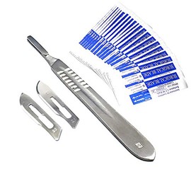 AAProTools 1 Stainless Steel Scalpel Knife Handle #4 With 20 Sterile Scalpel Blades #20 & #21 (AAPro Brand)