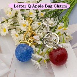 Glitter Gold Initial Letter Q Keychain Set Cute Letter Bag Charm for Women Silver Wallet Alphabet Key Chain Purse Charms for Handbags Bling Car Key Backpack Fruit Keychains Accessories Birthday gifts