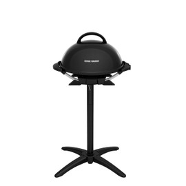 George Foreman Indoor/Outdoor Electric Patio Grill, Apartment Approved, 15-Serving, Removable Stand, Black