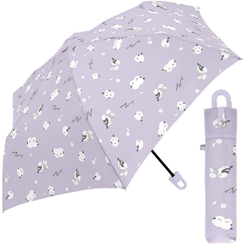 Folding Umbrella 53.5cm Kids Carabiner Folding Umbrella Small Bird Purple