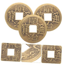 CAXUSD 6pcs Vintage Copper Coins Success Coins Feng Shui I-Ching Coins Chinese Chinese Feng Shui Decoration Good Lucky Coins Wealth Coins Book of Changes Brass Chinese Style