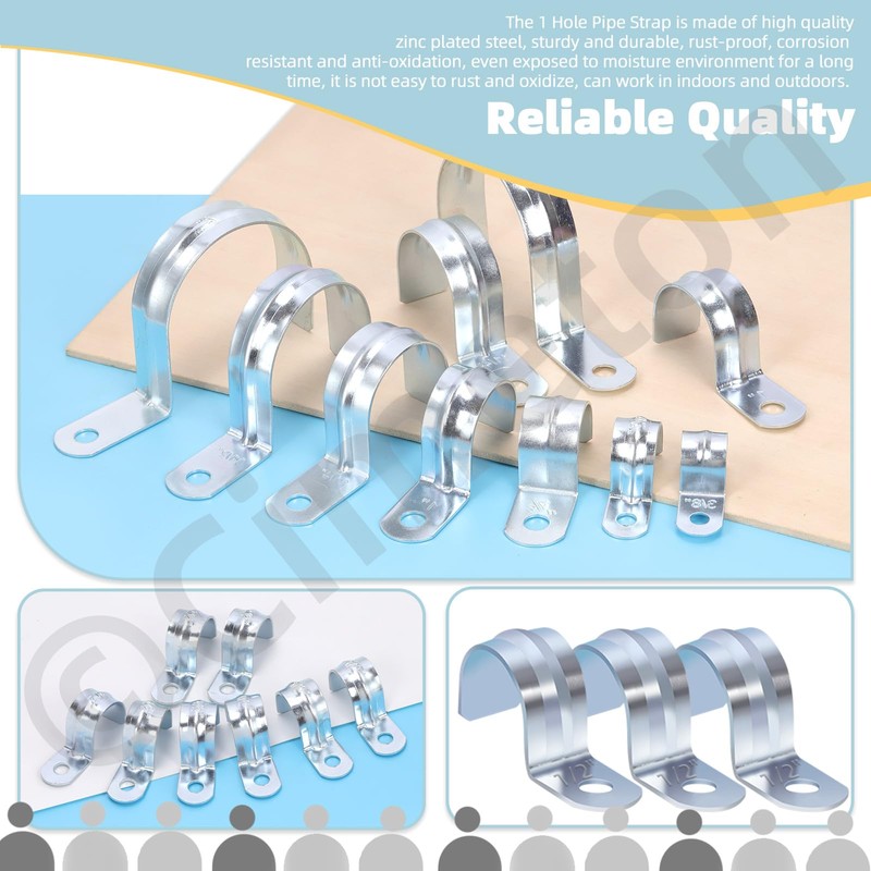 Cimeton 30Pcs 1/2 Inch One Hole Pipe Strap Single Hole