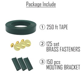 XKMT- Green View Blocking Privacy Tape Weave w/bracket and Gold Fastener For Chain Link Fence 75m/250 ft Roll UV Resistant [P/N: ET-HOME014+15+16-GREEN]
