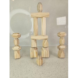 Premium Montessori Wooden Stacking & Balancing Blocks - Eco-Friendly, Non-Toxic Building Toy - Quality Checked & Packaged in Canada