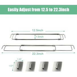 RV Refrigerator Bar Stainless Steel Adjustable Fridge Tension Rod Holds Food and Drinks in Place,Tension-Style 12.3-22.4" for Camper Refrigerator, Kitchen, Cupboard, Bookshelf (2 Pack)