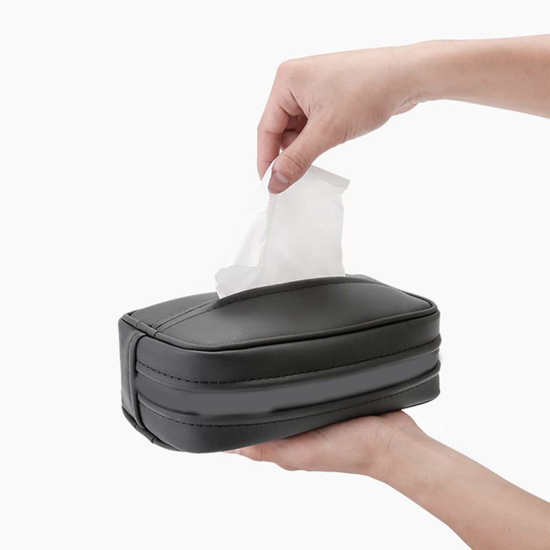 Car Tissue Box Multifunction Leather Seat Back Napkin Holder Container