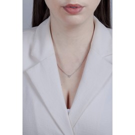 Sterling Silver 0.04 Cttw Canadian Diamond Solitaire Cushion Shaped Miracle Plate Bezel-Set Necklace (H-I Color, SI2-I1 Clarity) by POLAR LIGHT DIAMONDS