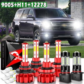 CHUSYYRAY For Cheverlet Tahoe 2015-2020 Combo LED Headlight Hi/Low Beam + Fog Light Bulbs