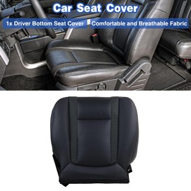 Slakerbe Front Driver Side Bottom Seat Cover, Microfiber Leather Perforated Bottom Seat Cushion Cover Charcoal Black Compatible with Ford F150 Raptor SVT 2010 2011 2012 2013 2014