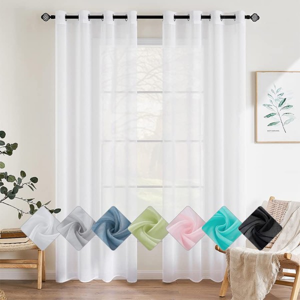 EMEMA Set of 2 Sheer Voile Curtains with Eyelets, Transparent