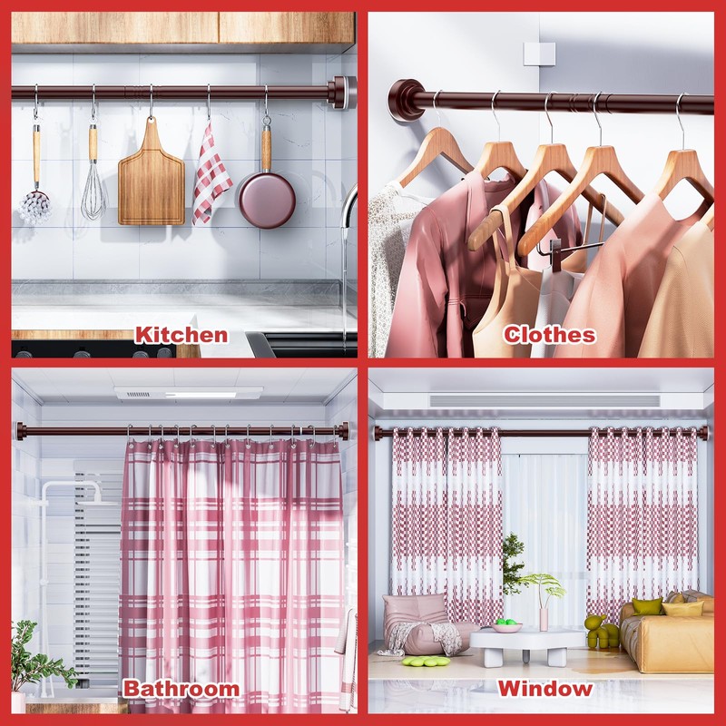 Ausemku Shower Curtain Rod Tension - 26-76 Inch Never Rust