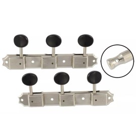 GOTOH NEW Gotoh 3x3 Vintage Deluxe Style Tuning Keys, 15:1 - NICKEL, BLACK BUTTONS