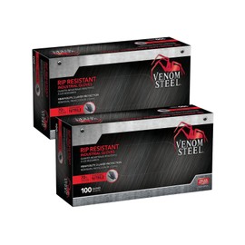 Venom Steel Industrial Nitrile Gloves, 6 mil, 2 Layer Rip Resistant, One Size Fits Most, 100 Count, (Pack of 2)