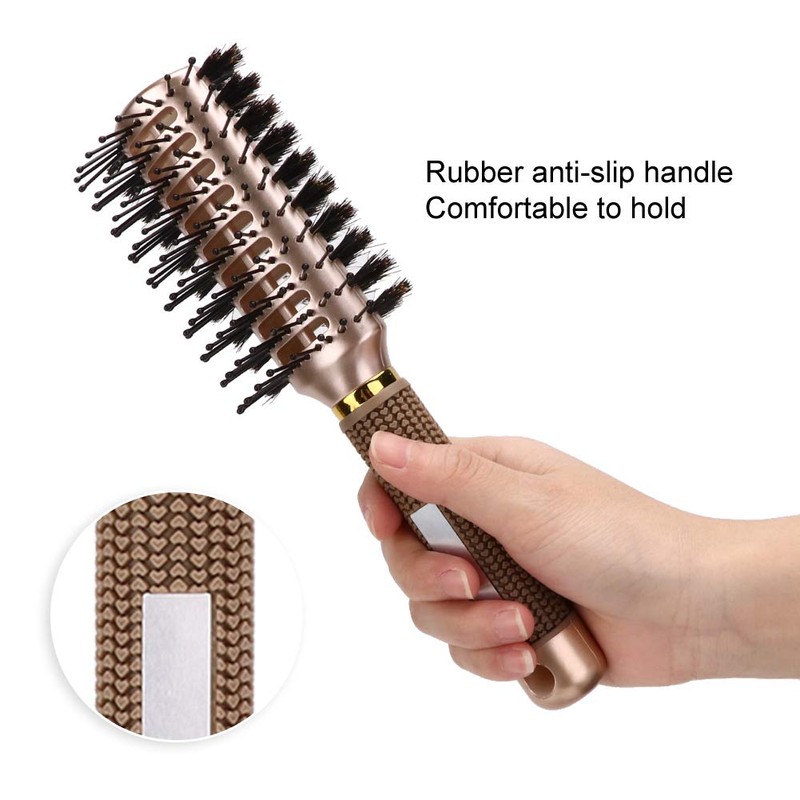 Anti-Static Hairdressing Comb, Double-Sided Nylon Bristle Hair Brush Styling Comb