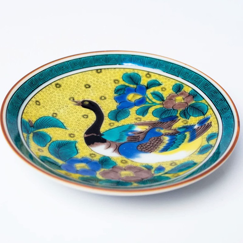 Stylish Kutani Ware Dish, Specialty, Bean Plate, Yoshidaya Twin Duck