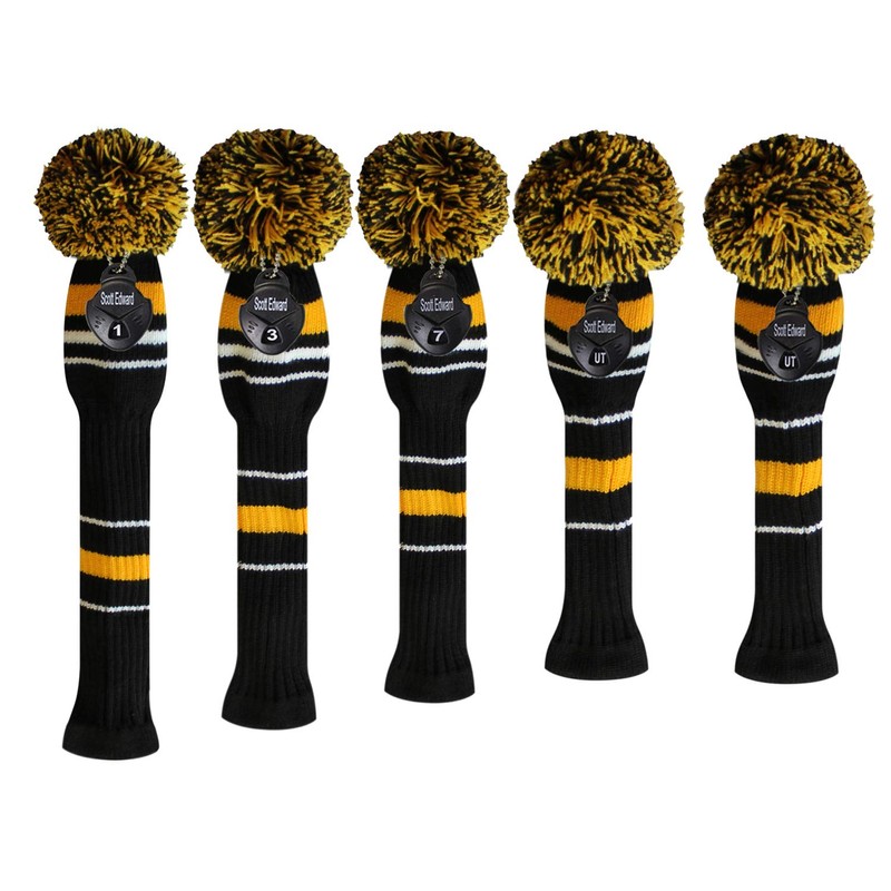 Scott Edward Golf Headcovers 5Pcs for Driver*1 Fairway*2 Hybrid*2,Knitted Elastic