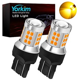 Yorkim 7443 led bulb amber, 7440 led bulb amber 7444na led bulb 7440 bulb with Projector Replacement for automotive Turn Signal Blinker Lights Side Marker Lights, Amber Yellow, pack of 2