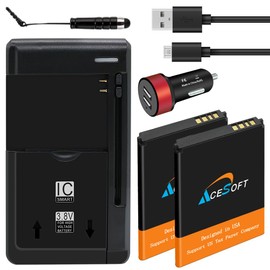 Long Lifespan Boosting Substitutable 2X 1600mAh Battery Universal Quick AC Dock Home Charger Dual Car Charger Micro Data Sync Cable Stylus Compatible with Alcatel GO FLIP 4044V