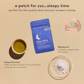 The Good Patch Nite Nite - Parche para dormir con cáñamo y melatonina, liberación sostenida, parche natural, bienestar portátil alimentado por plantas