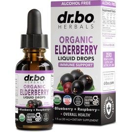 Elderberry Syrup Organic Liquid Drops - Sugar Free Immune Support Supplement for Adults & Kids, Ages 1 Immune Booster - Pure Organic Elderberry Syrup Liquid Drops Tincture Extract Concentrate 1 Fl Oz