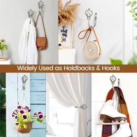 KAMANINA Decorative Curtain Drapery Holdbacks for Wall, Antique Silver Curtain Tiebacks Holders with Screws Wall Mounted for Drapes Window Home Decoration, Twisted Cage Finials, 1 Pair/2 Pack, Small