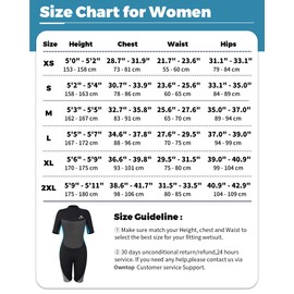 Owntop Shorty Wetsuit Women 3mm Neoprene Wet Suit for Diving Surfing Swimming Kayaking (Women's Blue, XS)