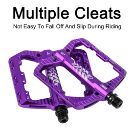 ENLEE Mountain Bike Pedals Purple Aluminum Alloy Road Bike Pedals 9/16" Lightweight 3 Bearing Non-Slip Nylon Fiber Bicycle Platform Pedals for BMX MTB Bike