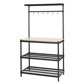 Design Ideas Meshworks Steel Storage Shelving Unit â Wood Utility Unit, Black 35.4â x 17.7â X 63â