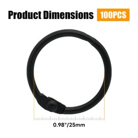Semrien 100 Pcs 1 Inch Binder Rings, Loose Leaf Binder Book Rings Black Paper Rings, Metal Index Card Rings Binder Clip Rings for Flash Cards, Key Rings, Index Cards (25mm)