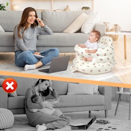 Wuciray Inflatable Baby Armchair, Seat Aid, Lightweight and Portable, Suitable for 3 Months to 36 Months, Tool-Free Inflation, Baby Bath Seat, Baby Seat for Camping, Holiday, Travel, Beach (Bear)