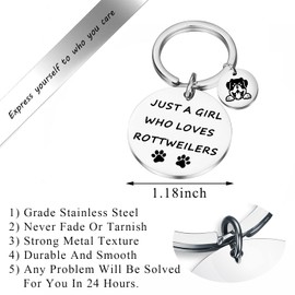 Rottweiler Gifts for Dogs, Mom, Dog Lovers, Just a Girl Who Loves Rottweiler Gift, Funny Gift for Dog Lovers, M, Stainless Steel, M, Stainless Steel