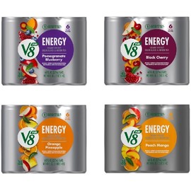V8 +Energy Drink Variety Pack, Pomegranate Blueberry, Black Cherry, Orange Pineapple, Peach Mango, 8 Fl Oz (4 Packs of 6 Cans)