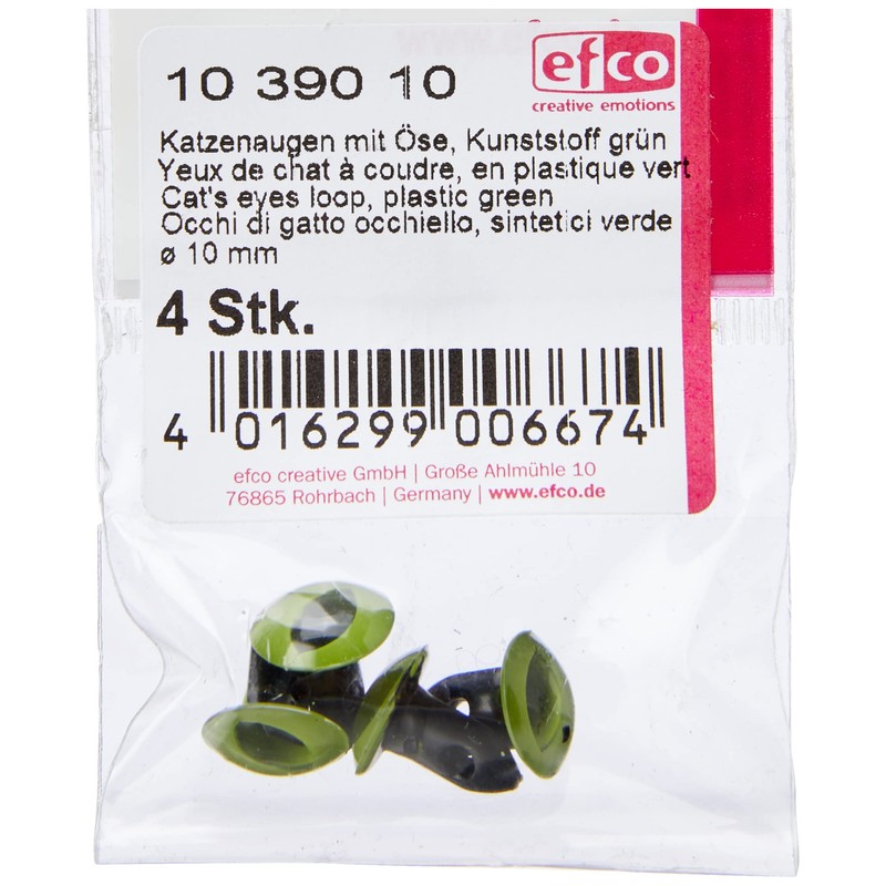EFCO Augen, der Kunststoff, grün/schwarz, plastik, grün/schwarz, 10 mm, 4-Piece